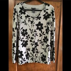 Lane Bryant Gray w/Black Floral Sweater